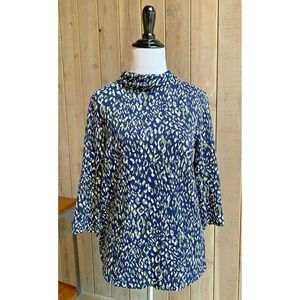 J. McLaughlin Top Leopard Print Knit High Neck